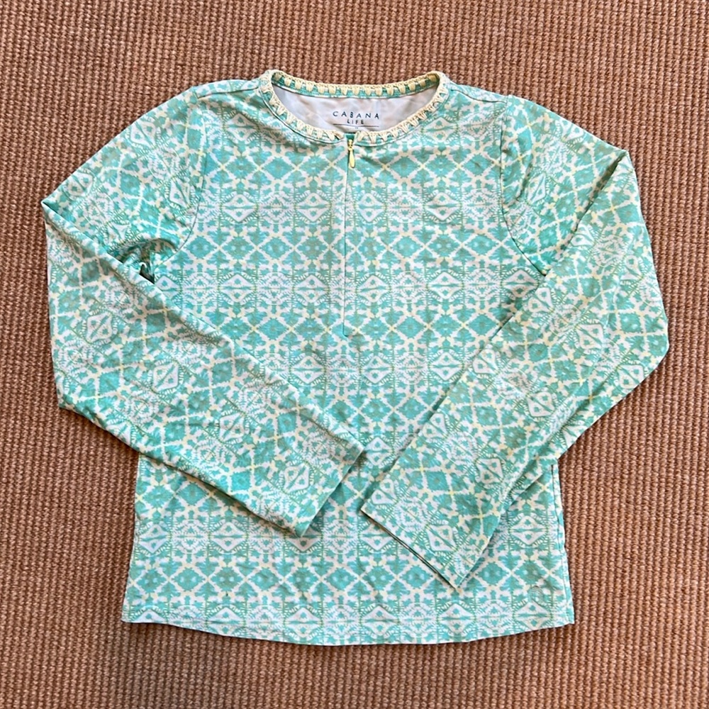 Girls Cabana Life Long Sleeve Rash Guard Sz 14
